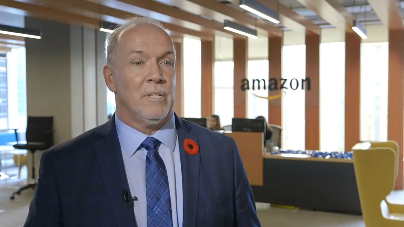 Premier John Horgan tours Vancouver Amazon facility - Listen and Write Test 389
